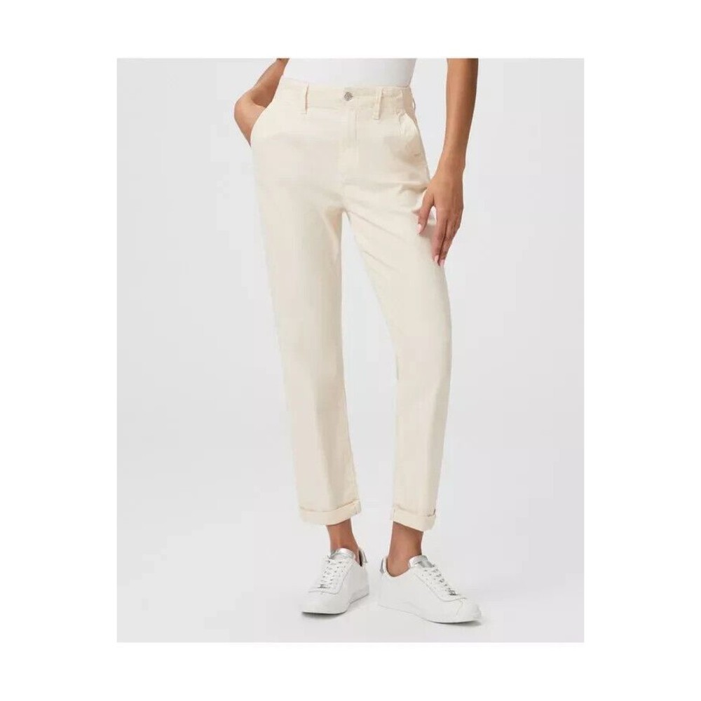 Paige Women's Drew Quartz Sand Straight Leg Pants Size 29 Cuffed Ankle High Rise